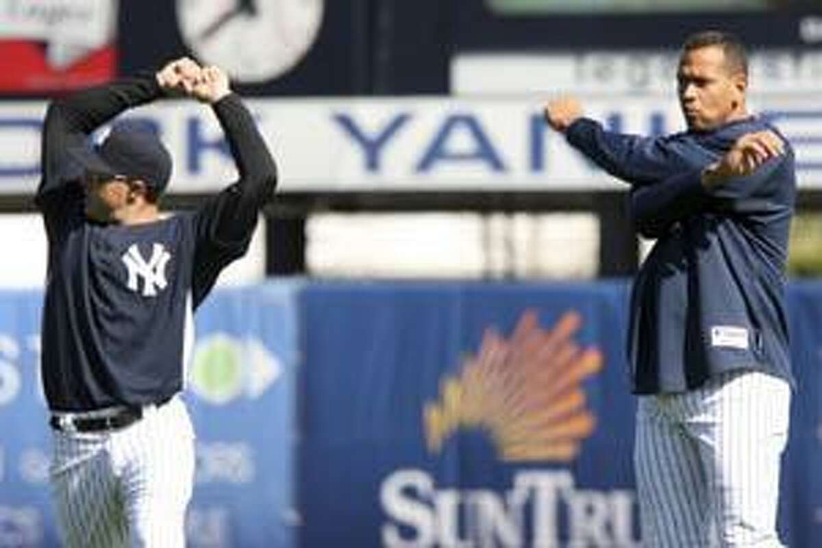 New York Yankees' third baseman Alex Rodriguez during batting practice  before the final game of the American League championship series against  the Boston Red Sox at Yankee Stadium on October 20, 2004