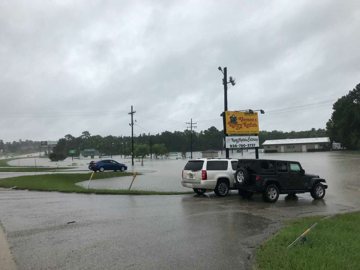 Businesses along Texas 105 near Conroe flooded