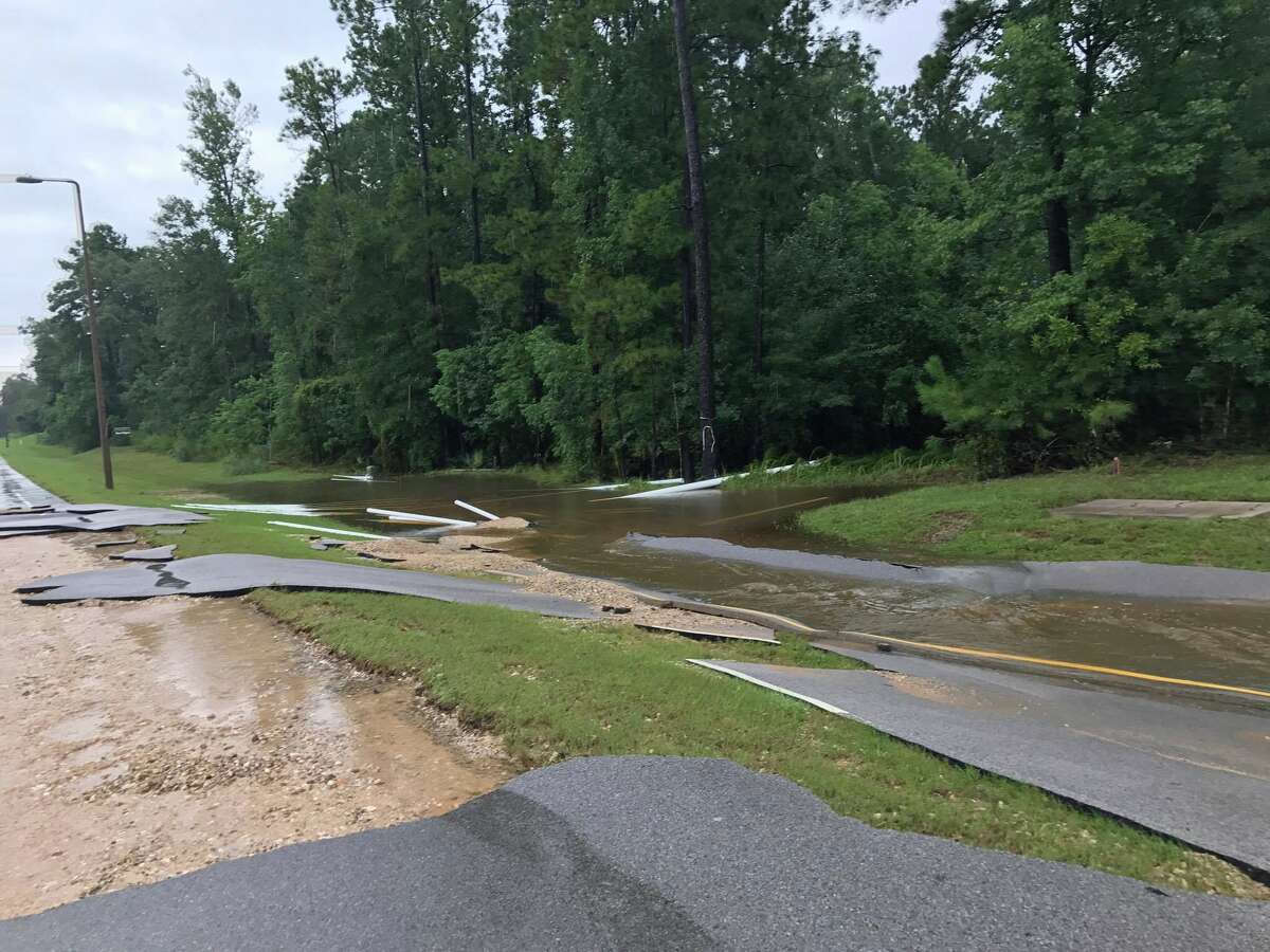 Part of Fish Creek Thoroughfare washed out by Harvey floodwater