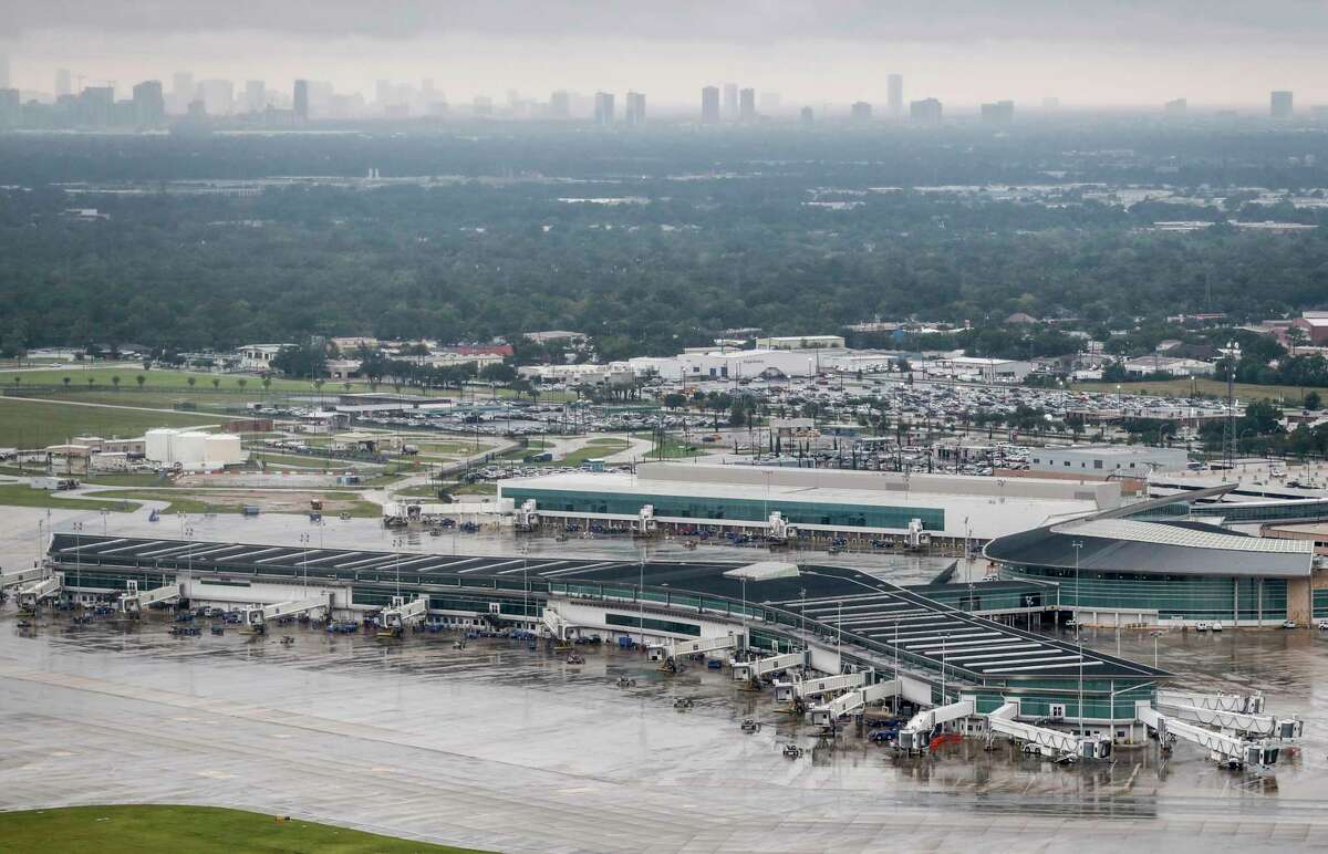 An abandoned Hobby Airport, closed by Tropical Storm Harvey, is shown on Tuesday, Aug. 29, 2017, in Houston.
