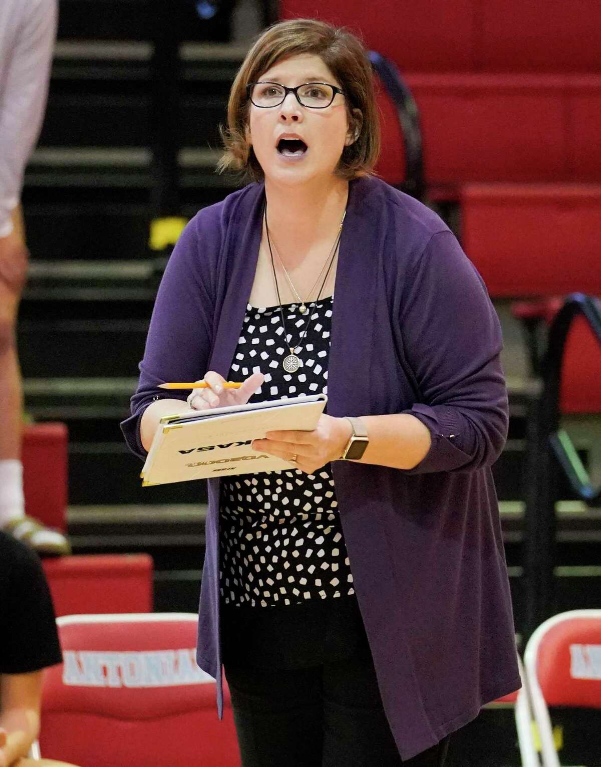 Navarro coach Nicole Blakeman notched her 650th win during the Panthers’ five-set triumph vs. Alamo Heights on Aug. 7. Blakeman previously coached at Johnson, Rockwall and Houston Clear Lake.