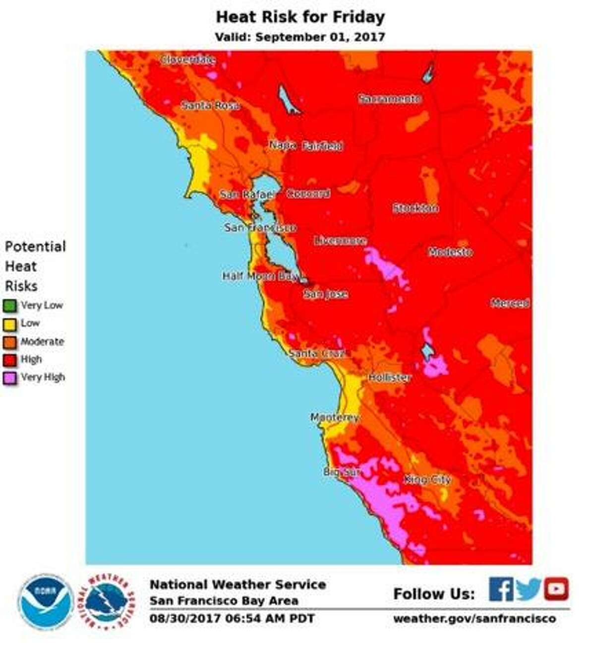Highest temperatures ever recorded around the San Francisco Bay Area