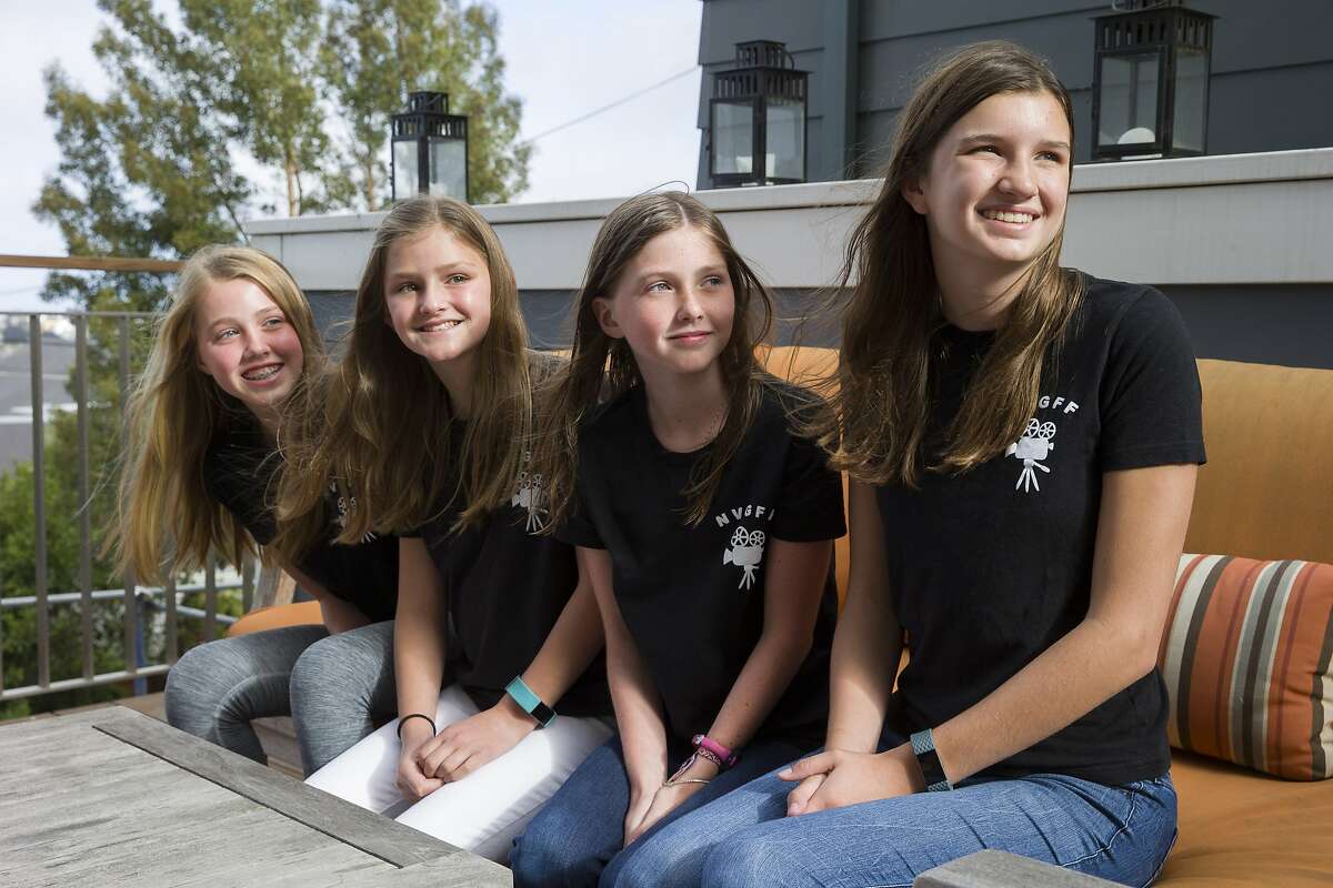 From left: The founders of the Noe Valley Girls Film Festival Charlotte Kane, 14, Caitlin Kane, 11, Maggie Marks, 11, and Ella Marks, 14, on Thursday, Aug. 24, 2017, in San Francisco, Calif.