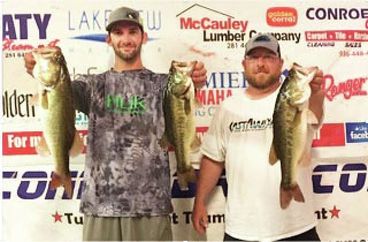 Colby Bryant and Jeff Randolph came in second place in the CONROEBASS Tuesday Night Tournament with a stringer weight of 9.09 pounds.