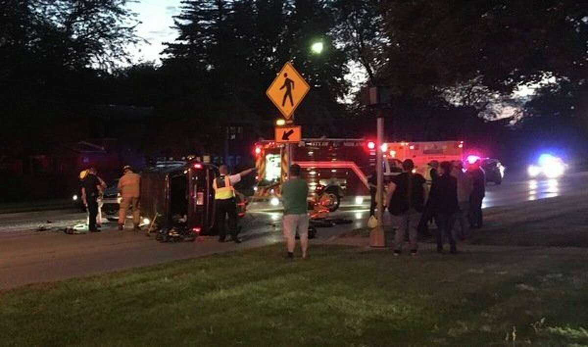 One person was hurt in a three-vehicle traffic crash Monday night at the intersection of South Saginaw Road and Eastlawn Avenue. (Photo provided)