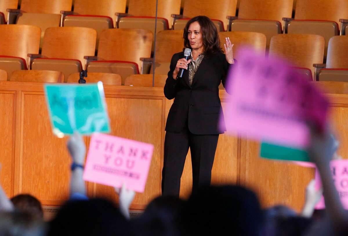 Senator Kamala Harris speaks during a town hall at Beebe Memorial Cathedral on Wednesday, August 30, 2017 in Oakland, Calif.
