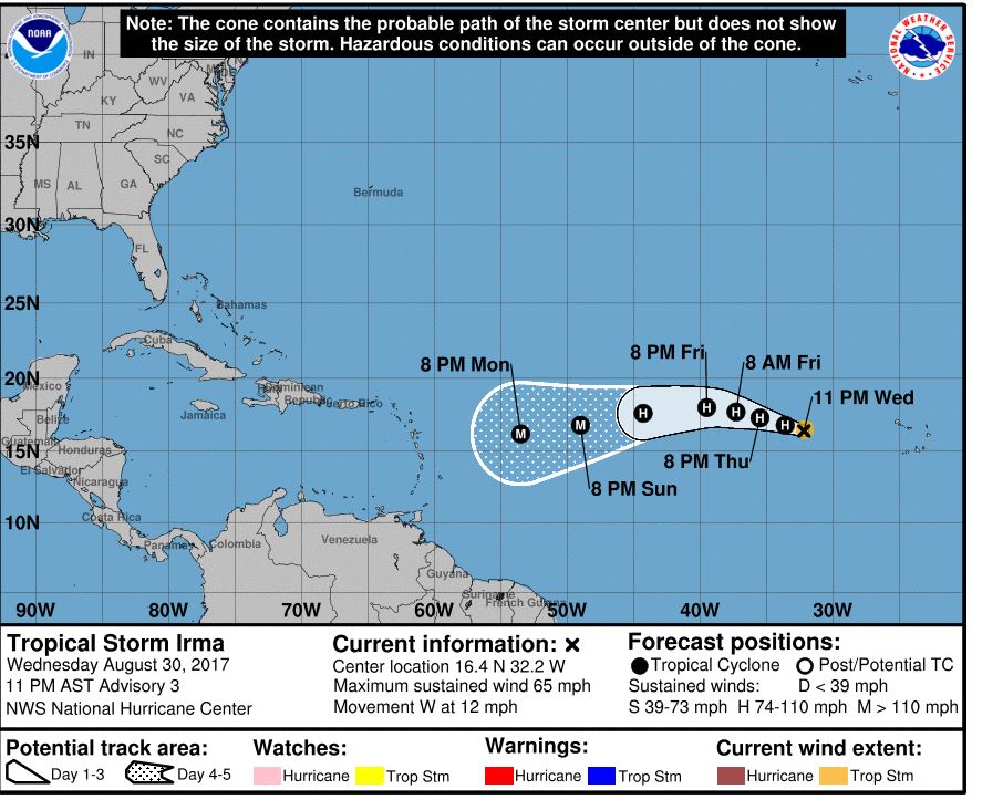 Fast-forming Hurricane Irma could soon become Category 3 storm