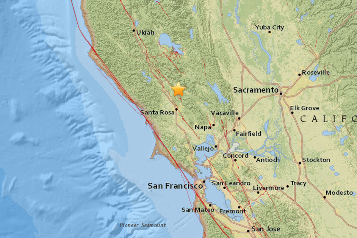Magnitude 3.5 earthquake strikes near Calistoga, California