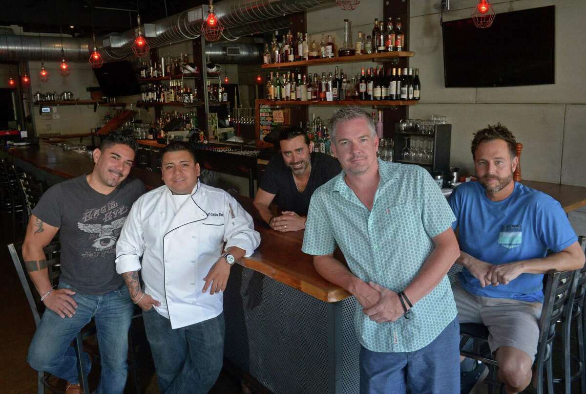 The five co-owners of The Spread, Andrey Cortes, with chef Carlos Baez, Shawn Longyear, Chris Hickey and Chris Rasile, Thursday, August 24, 2017, at their location in South Norwalk, Conn. The owners are opening a new location in the former space of Barcelona on West Putnam Avenue in Greenwich, Conn.