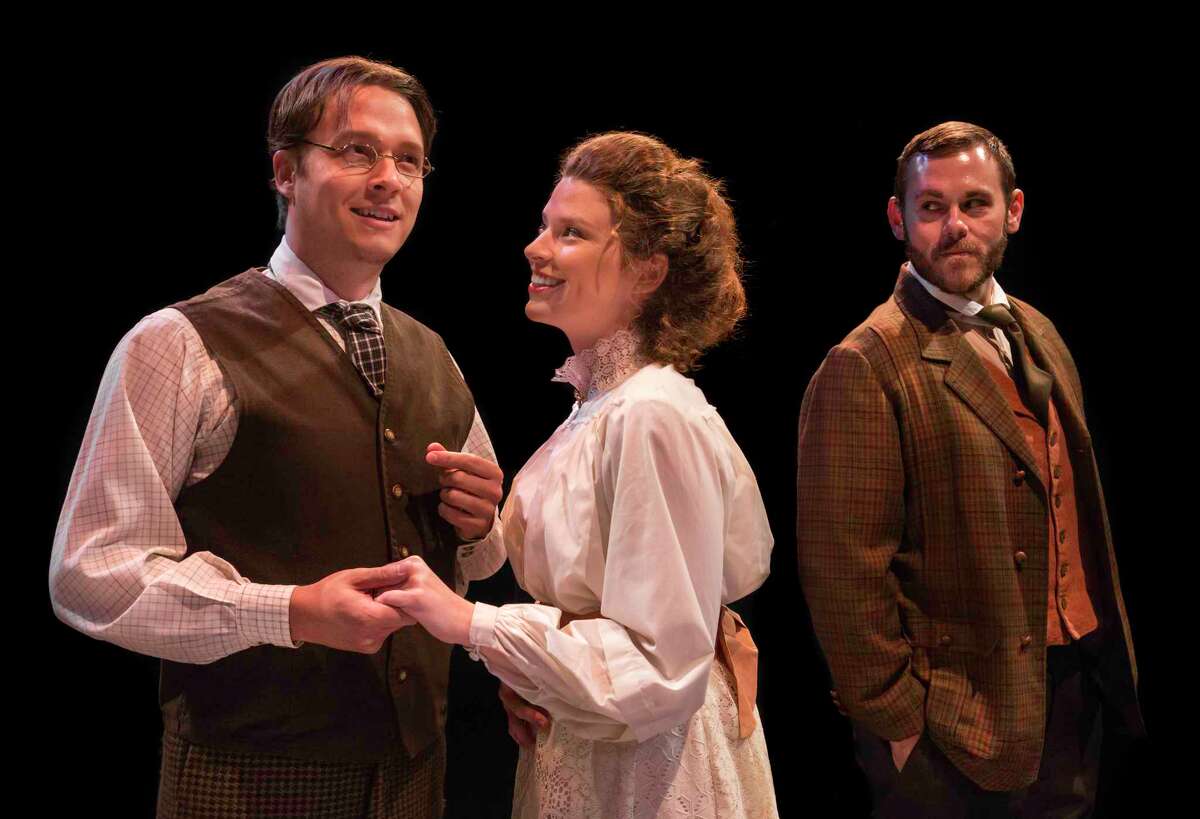 From left to right, Sintsov (Matt Andersen), Tatyana (Meg Rodgers), and Yakov (Jacob Offen) in Main Street Theater's "Enemies."
