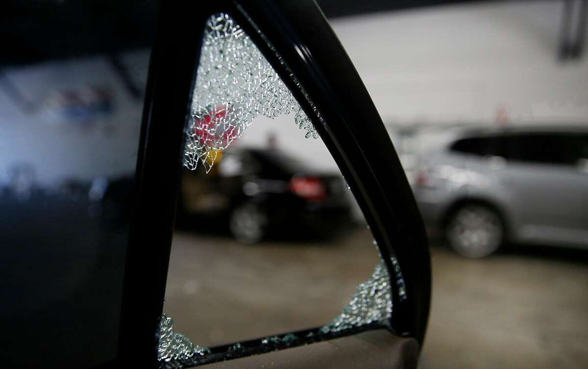 This car at TLC Auto Glass in San Francisco had its passenger rear window broken twice in one week in August.Click through the gallery to see the 10 worst blocks for car break-ins in San Francisco in descending order, according to a study by the parking app SpotAngels. For more information on the problem, see the December 2017 article accompanying this slideshow here.