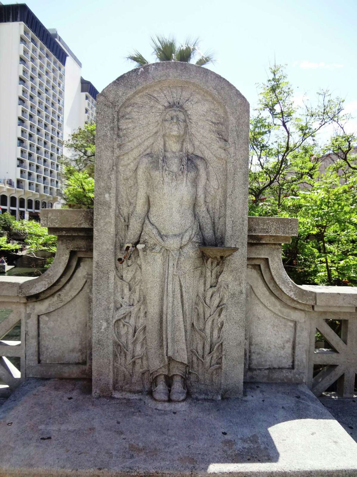 Hannibal Pianta worked with sculptor Waldine Tauch on her 1915 sculpture “The First Inhabitant” on the Commerce Street Bridge.