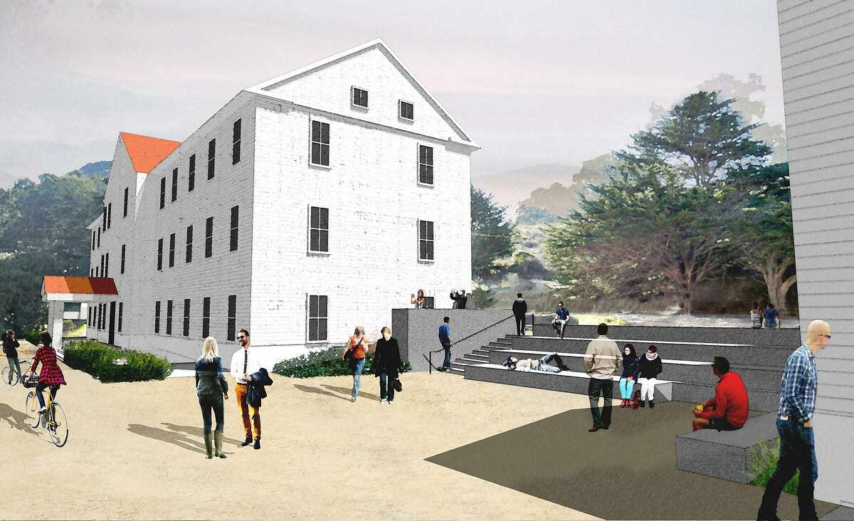 A small plaza/amphitheater, part of the Commons at the Headlands Center for the Arts, will seat about 100.