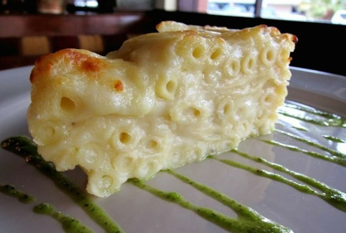 This milky mac & cheese, compliments of Prego in Rice Village, is an ooey gooey delight is dressed in a special BÃ©chamel (white) sauce.
