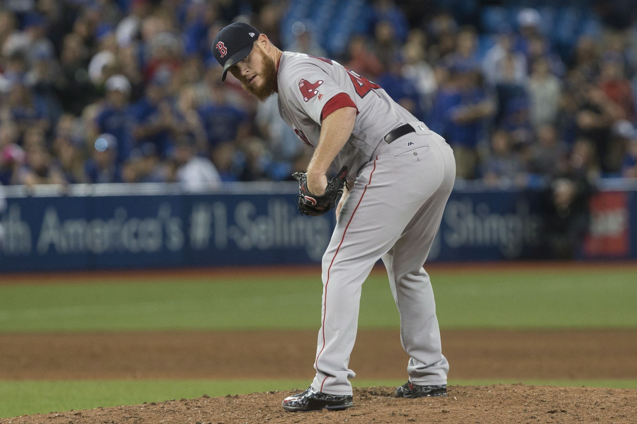 Mlb. 3rd June, 2017. Boston Red Sox relief pitcher Craig Kimbrel (46)  pitches during the Boston Red Sox vs Baltimore Orioles game at Orioles Park  in Camden Yards in Baltimore, MD. Boston