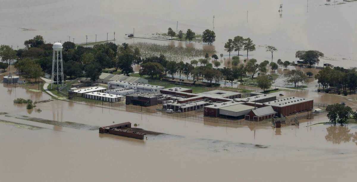 A Texas State prison unit in Rosharon is submerged by water from the flooded Brazos River in the aftermath of Hurricane Harvey. Texas prison inmates donated more than $53,000 through their commissary funds to be used for Hurricane Harvey relief, according to a prison system spokesman.