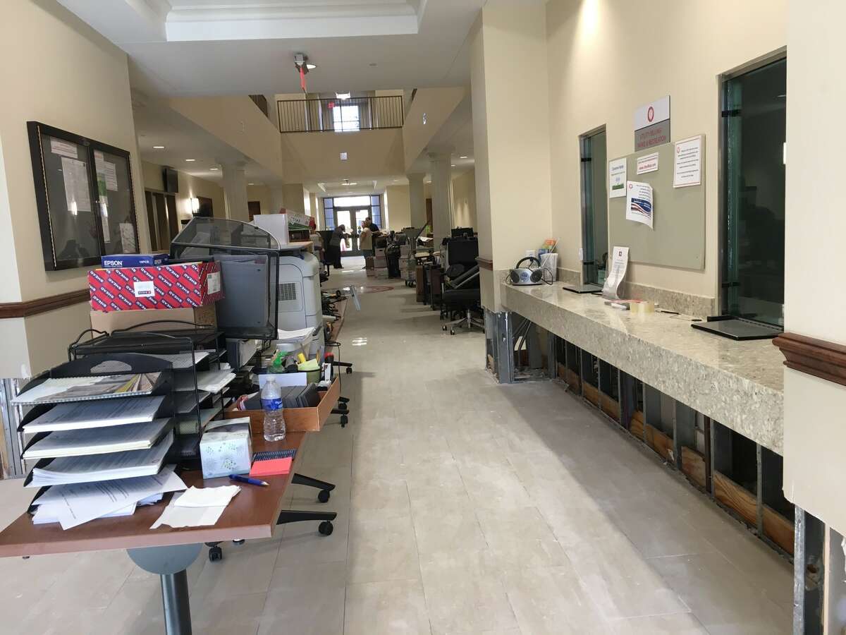 About four inches flooded Katy City Hall during Harvey's visit to the city. Lower wall panels were removed Aug. 31 and mid-hallway tables were full of items moved from offices.The $7.5 million City Hall was dedicated in June 2016 at Second Street between Avenues C and D.