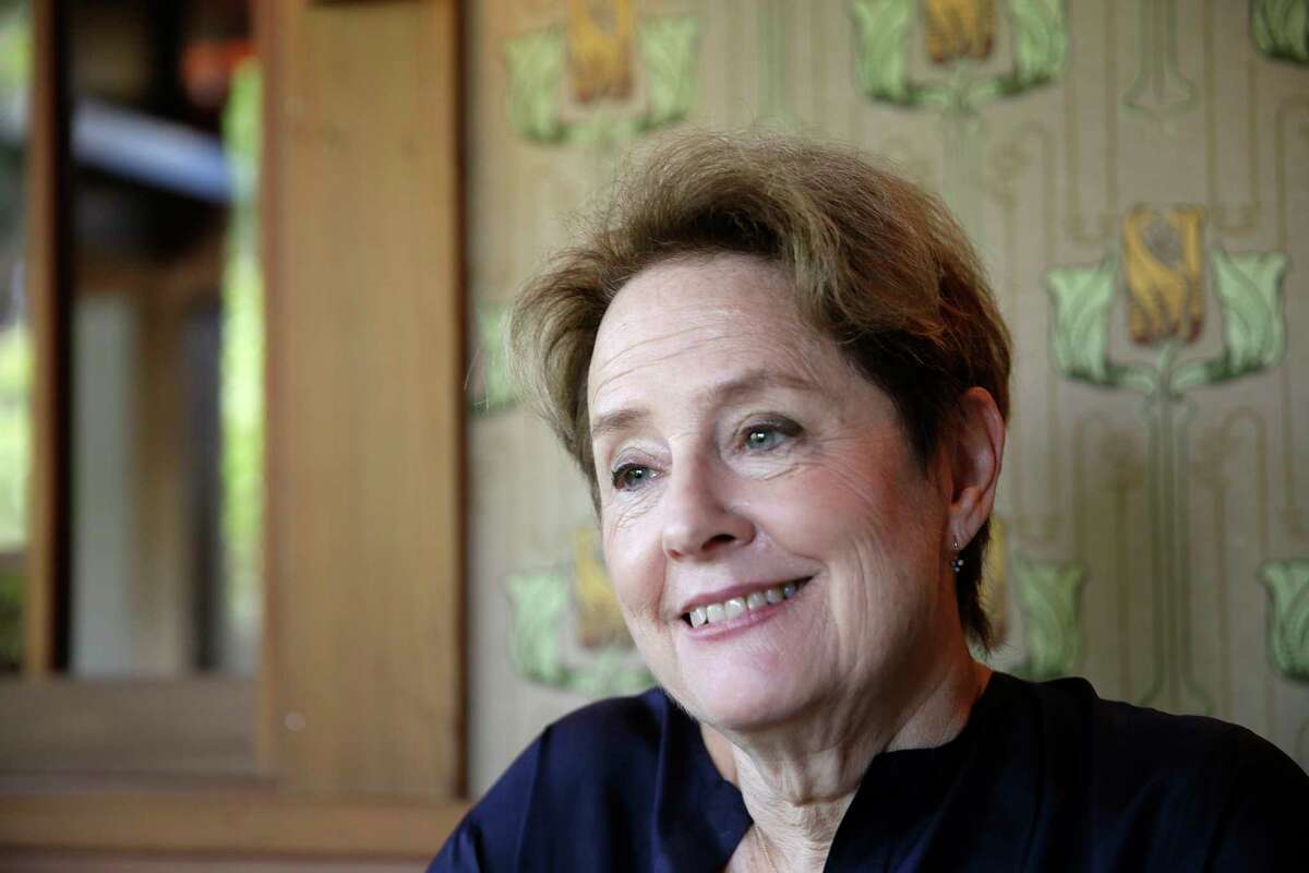 FILE - In this Aug. 25, 2017, photo, Alice Waters, founder of Chez Panisse restaurant, listens to questions during an interview at the restaurant in Berkeley, Calif. Waters' restaurant turns 50 this year.