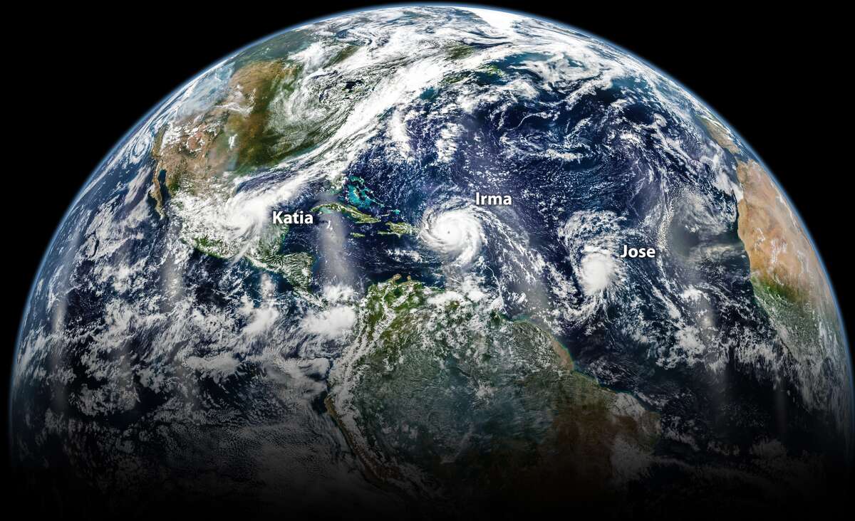 A NASA satellite recently captured three of the Atlantic ocean's hurricanes in one picture.