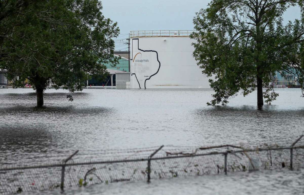 The Arkema Inc. chemical plant is flooded from Tropical Storm Harvey, Wednesday, Aug. 30, 2017, in Crosby, Texas. The plant, about 25 miles (40.23 kilometers) northeast of Houston, lost power and its backup generators amid Harvey?’s dayslong deluge, leaving it without refrigeration for chemicals that become volatile as the temperature rises. (Godofredo A. Vasquez/Houston Chronicle via AP)