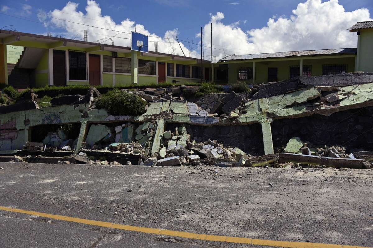 View of damages caused by the earthquake, which mainly hit Mexico, in Tacana municipality, San Marcos departament, in the border with Mexico, 320 km from Guatemala City, on September 8, 2017. Mexico was severely jolted overnight by an 8.2 magnitude earthquake -its most powerful in a century, and it was also felt in much of Guatemala, which borders Chiapas, leaving four people injured and many housing damages. / AFP PHOTO / JOHAN ORDONEZ (Photo credit should read JOHAN ORDONEZ/AFP/Getty Images)