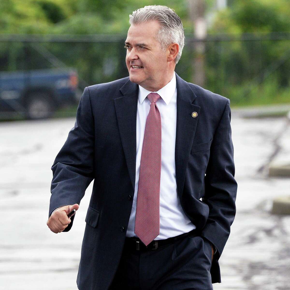 Rensselaer County Executive Candidate Steven McLaughlin arrives for a debate with his Republican primary opponent Chris Meyer Thursday Sept. 7, 2017 in Albany, NY. (John Carl D'Annibale / Times Union)