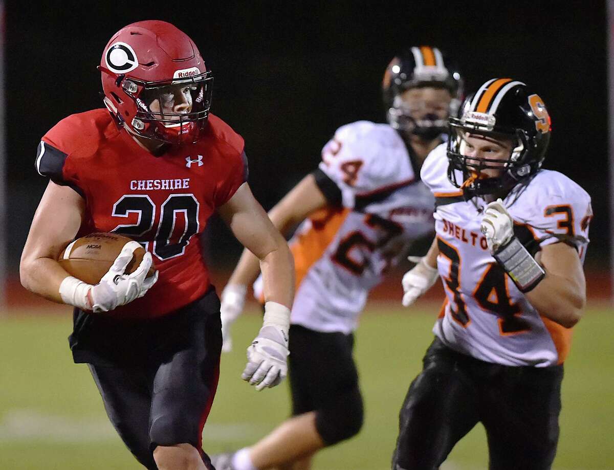 Cheshire defeats Shelton, 28 -10, Friday, September 8, at Alumni Field at the David B. Maclary Athletic Complex in Cheshire.