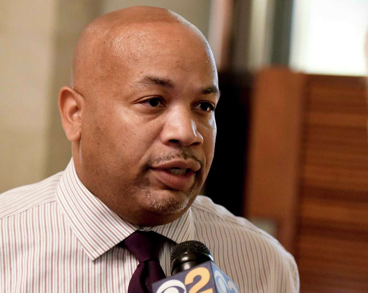 New York Assembly Speaker Carl Heastie, D-Bronx, speaks with reporters at the state Capitol on Tuesday, June 20, 2017, in Albany, N.Y. (AP Photo/Hans Pennink) ORG XMIT: NYHP110