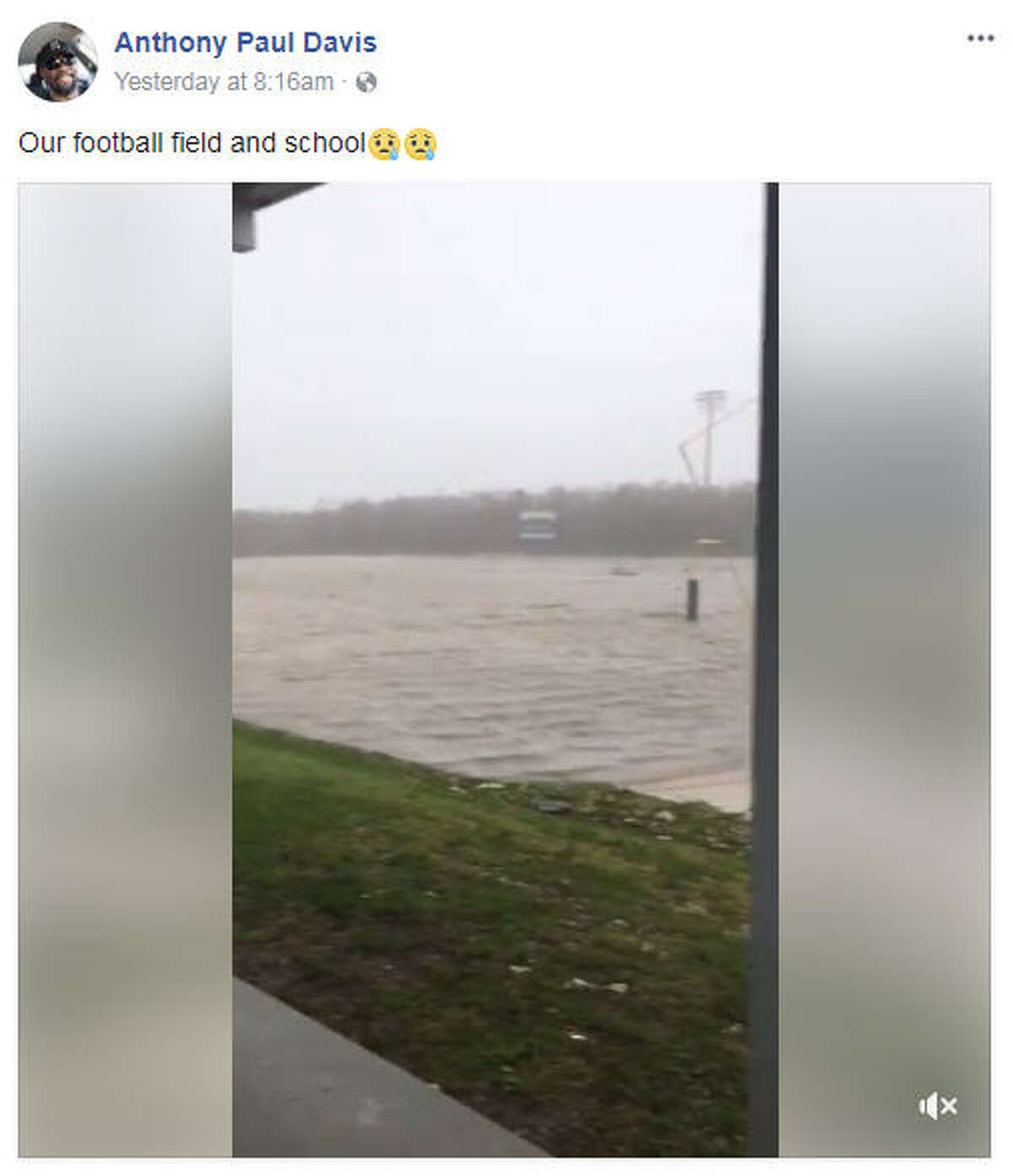 Marathon High School football coach Anthony Davis recorded the destruction Hurricane Irma brought to the Florida Keys. The football field and school grounds were covered in flood water.Image source: Facebook