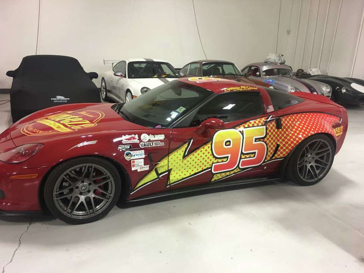 Brian Hutchinson spent 18 months and more than $50,000 transforming his corvette into Lightning Mcqueen, from the Pixar movie "Cars."