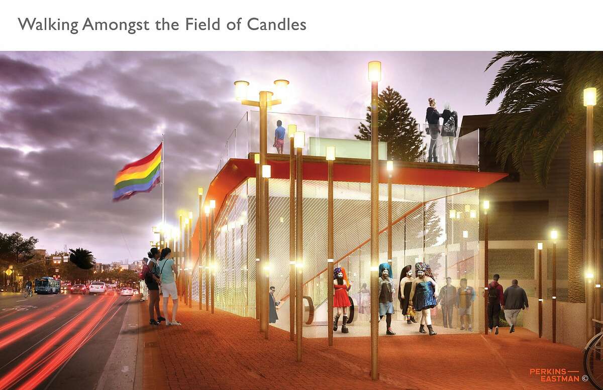 The design for a makeover of the Castro District's Harvey Milk Plaza by a team led by the San Francisco office of Perkins Eastman. This is one of three finalists in a design competition organized by the Friends of Harvey Milk Plaza and the local chapter of the American Institute of Architects. The space also serves as a subway entrance; an estimated $10 million in private funds will need to be raised before anything is changed.