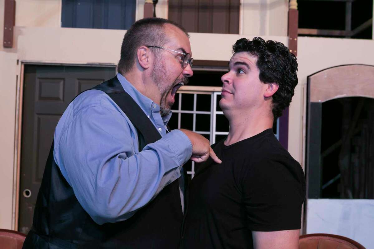Michael Raabe as Lloyd and Cristopher Mattern as Tim in Stage Right's "Noises Off."