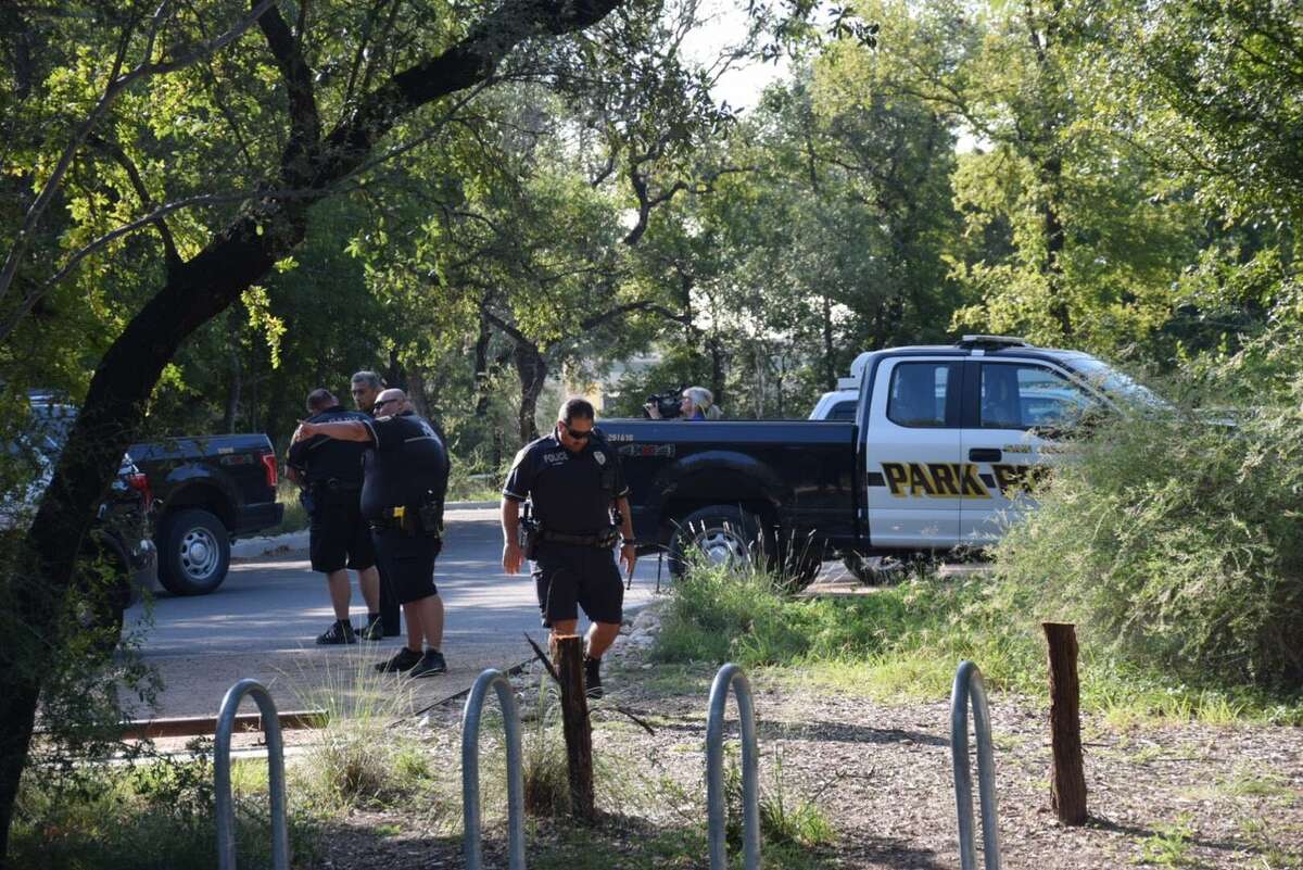 San Antonio police investigate a report of a sexual assault on a trail in Hardberger Park in the 13000 block of Blanco Road on Tuesday, Sept. 12, 2017.