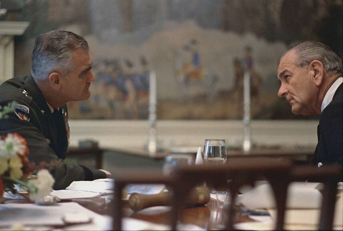 General William Westmoreland and President Lyndon B. Johnson. April 4, 1968.