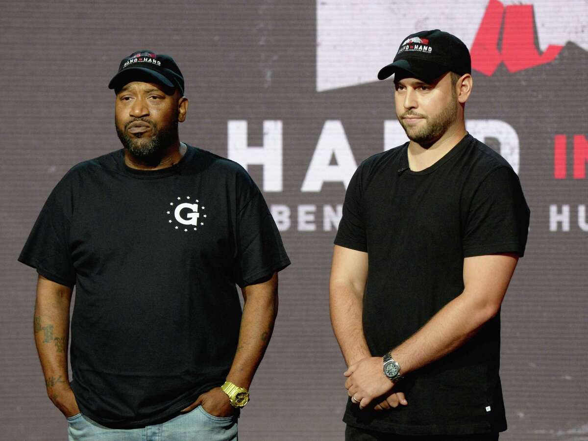 UNIVERSAL CITY, CA - SEPTEMBER 12: In this handout photo provided by Hand in Hand, Bun B and Scooter Braun attend Hand in Hand: A Benefit for Hurricane Relief at Universal Studios AMC on September 12, 2017 in Universal City, California.