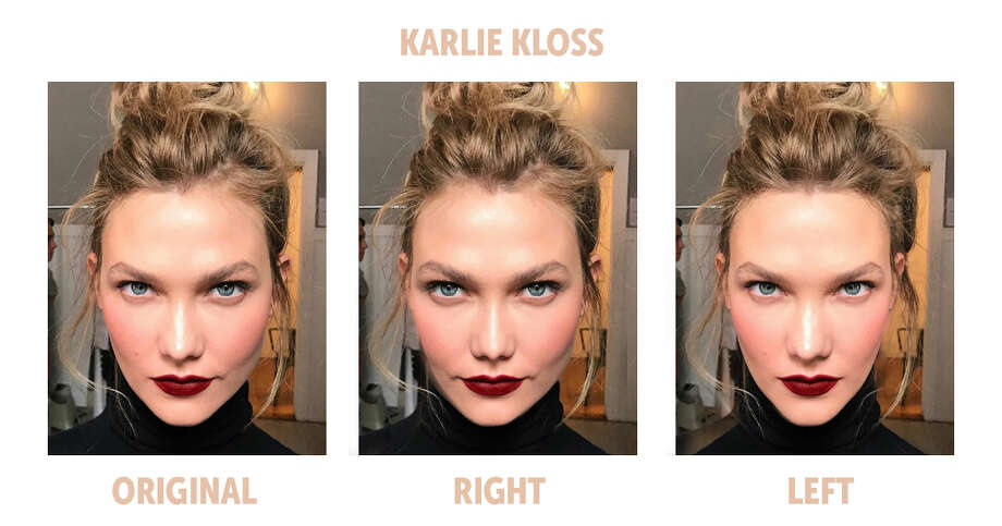 Side-by-side photos show which models have the most symmetrical faces