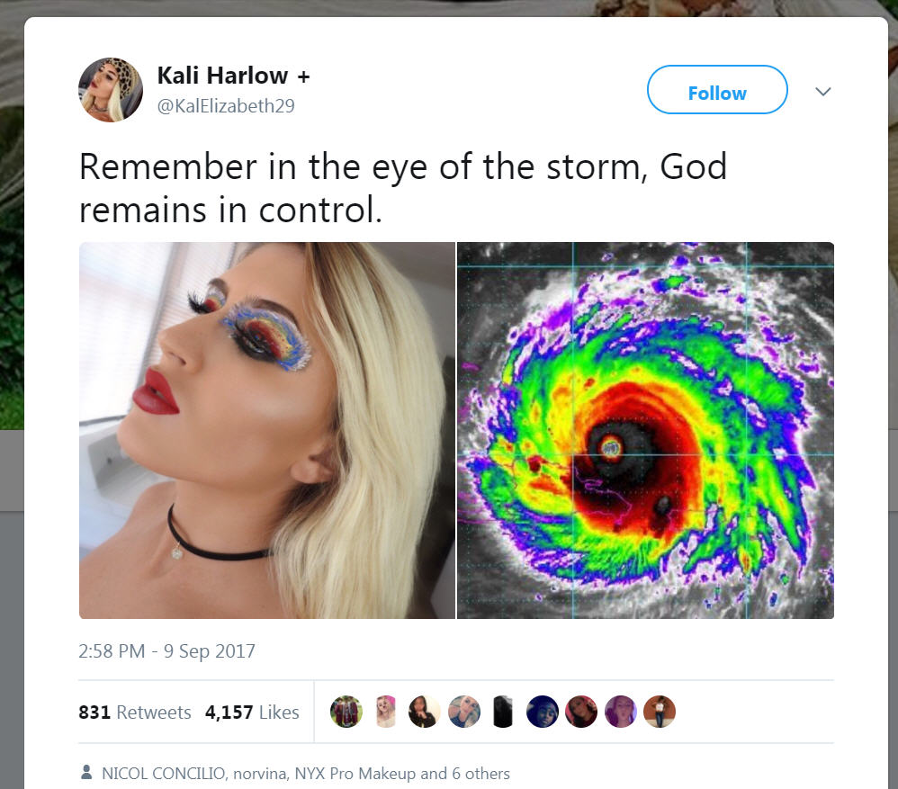 Hurricane Irmainspired makeup angers the