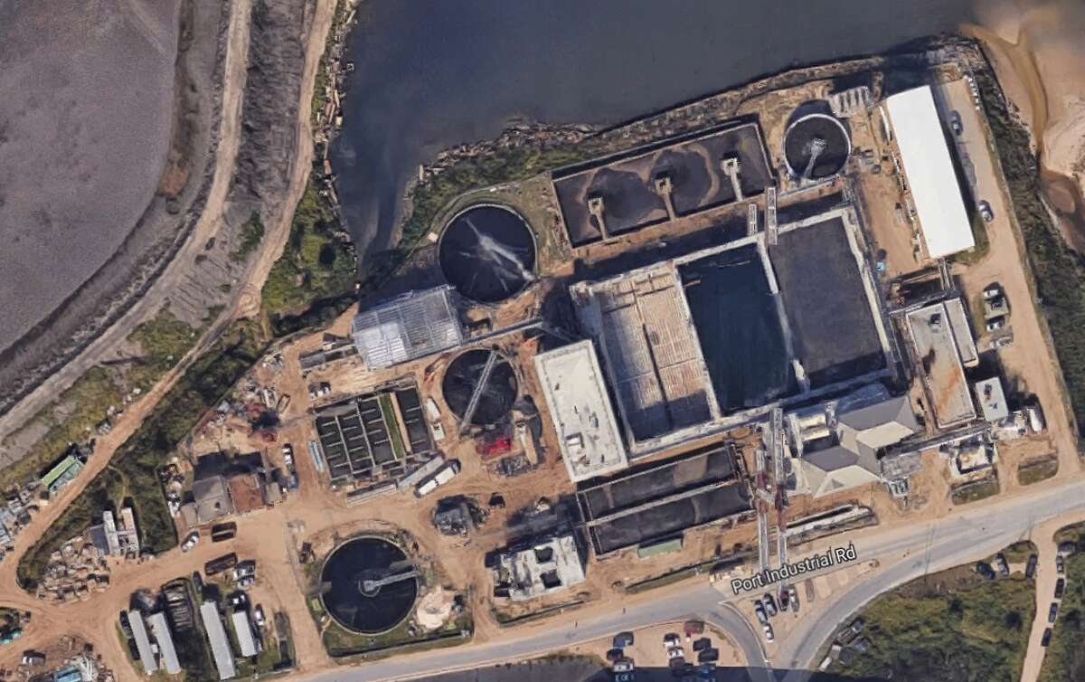 Google Map shows the location of the Galveston wastewater treatment plant. 