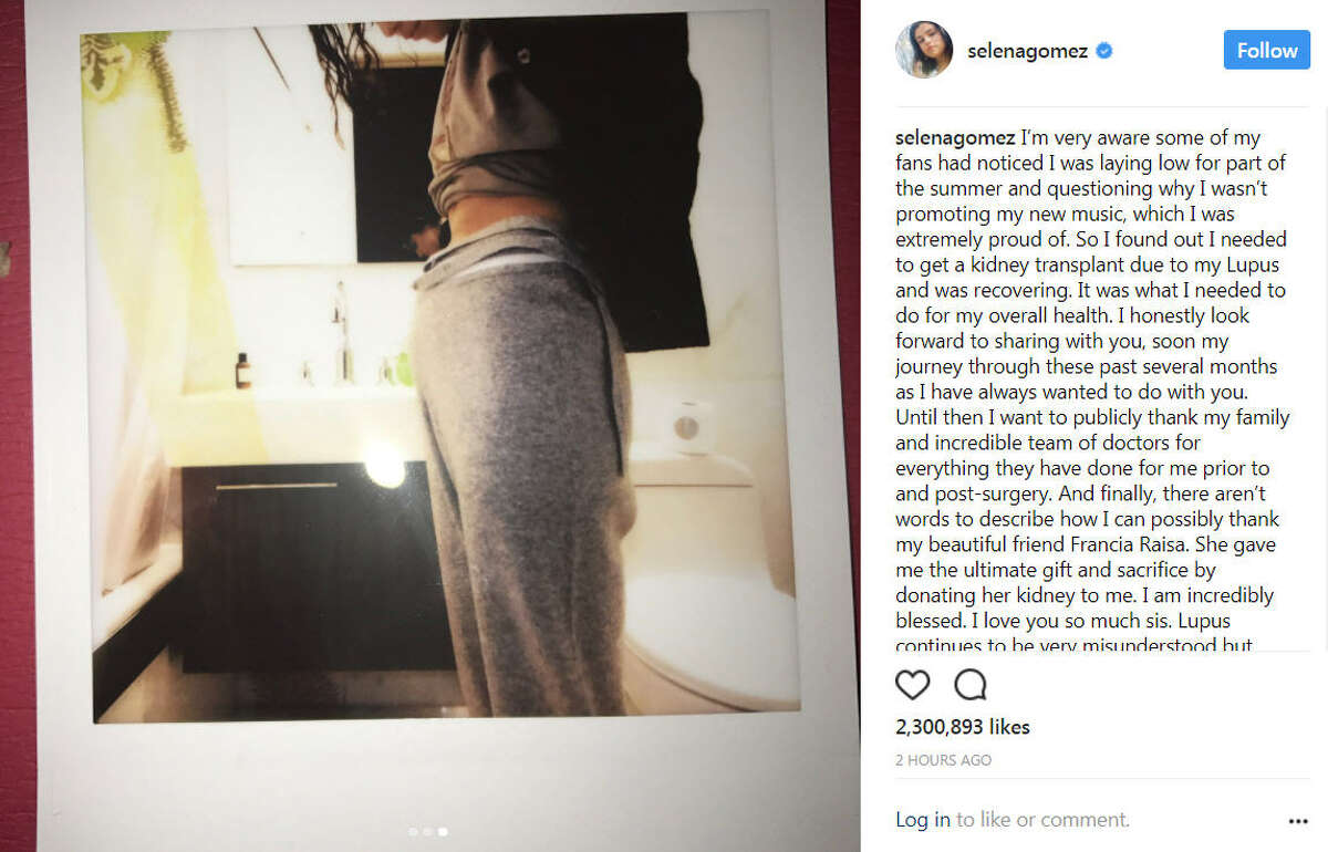Selena Gomez announced on Instagram Thursday morning that she had received a kidney from a friend as the singer continues to suffer from lupus.