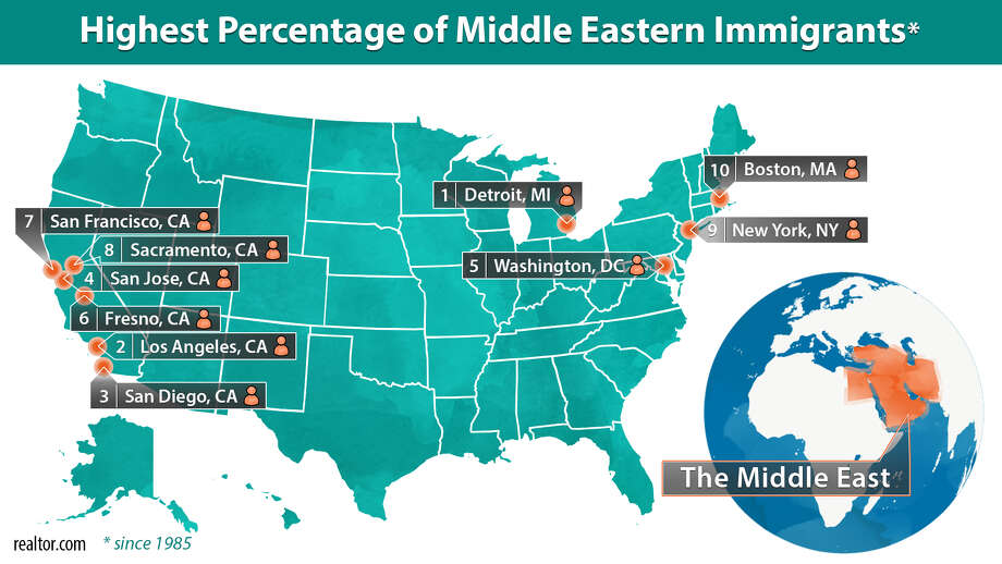 Areas with the highest percentage of Middle Eastern residents Photo: Claire V. Widman