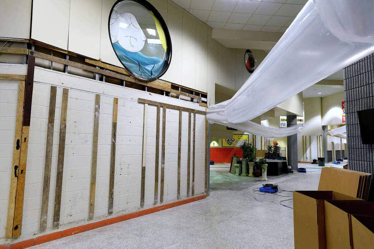 Drying equipment pumps dry, warm air at Vidor Middle School on Thursday. The school's fifth graders will go to class in a separate wing at Vidor High School, and the sixth graders will go to the junior high. Photo taken Thursday 9/14/17 Ryan Pelham/The Enterprise