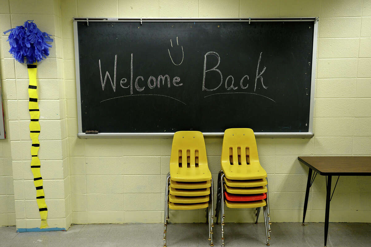 A teacher's classroom was prepared to welcome students back before flooding at Vidor Middle School. The school's fifth graders will go to class in a separate wing at Vidor High School, and the sixth graders will go to the junior high. Photo taken Thursday 9/14/17 Ryan Pelham/The Enterprise