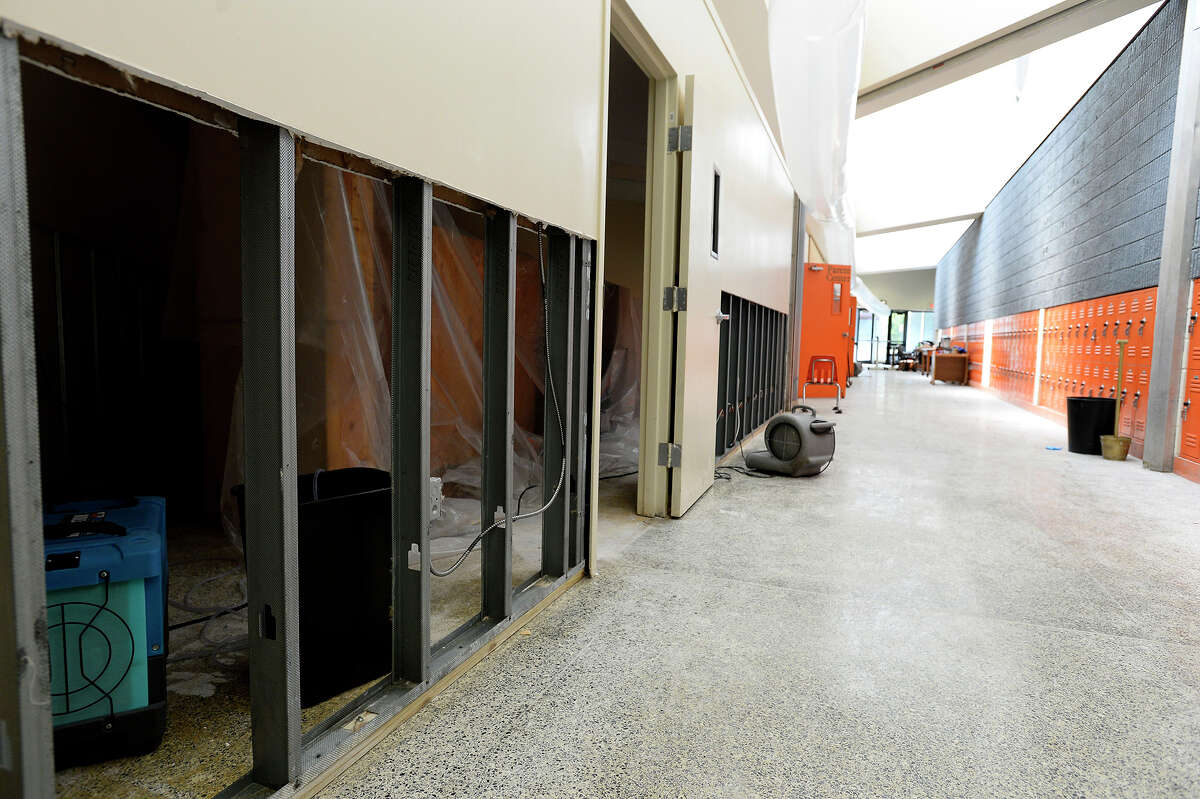 Flooded drywall has been removed at Vidor Middle School on Thursday. The school's fifth graders will go to class in a separate wing at Vidor High School, and the sixth graders will go to the junior high. Photo taken Thursday 9/14/17 Ryan Pelham/The Enterprise