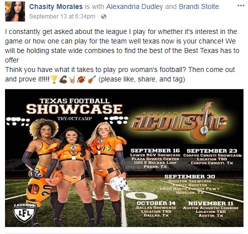 Women's bikini professional football league launching a series of Texas  tryouts