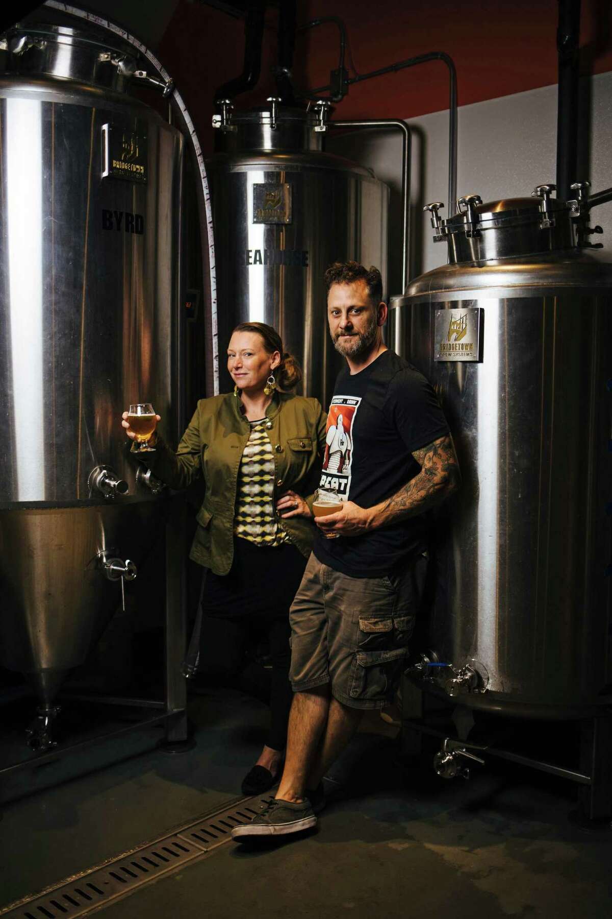 Owners, Shae Inglin and Kevin and Inglin, photographed at their brewery, FDR, in San Francisco, Calif. Thursday, September 14, 2017.