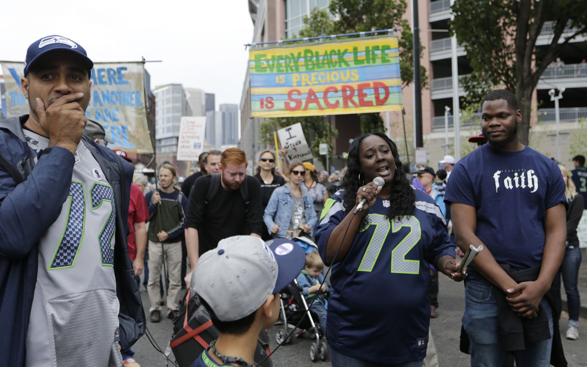 BLM rally backs Bennett, Kaepernick protests
