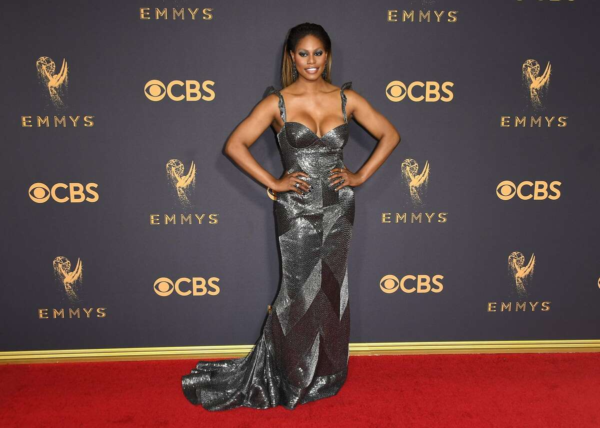 Laverne Cox arrives for the 69th Emmy Awards at the Microsoft Theatre on September 17, 2017 in Los Angeles, California. / AFP PHOTO / Mark RALSTONMARK RALSTON/AFP/Getty Images