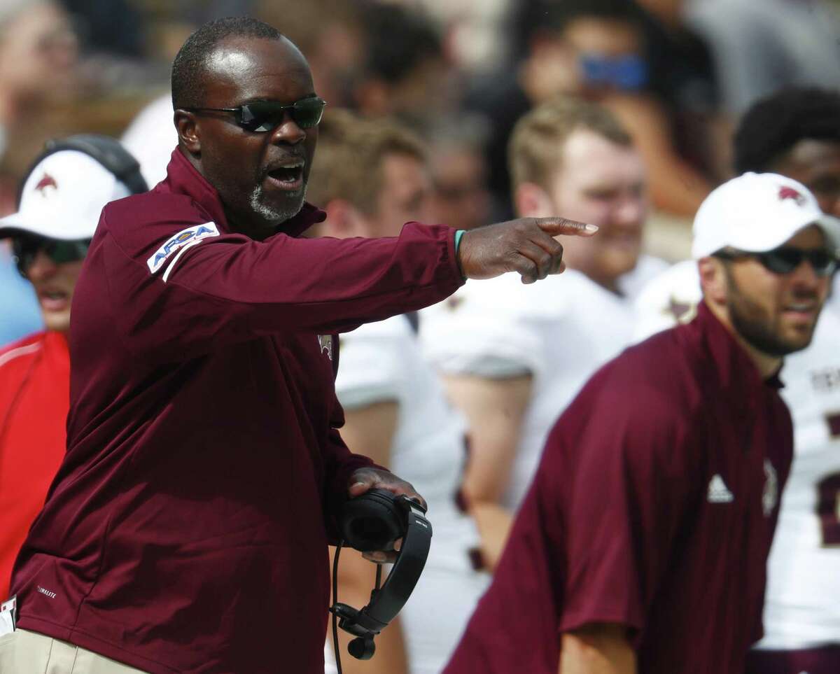 Texas State Bobcats coach Everett Withers directs is team in the second half against Colorado on Sept. 9, 2017, in Boulder.