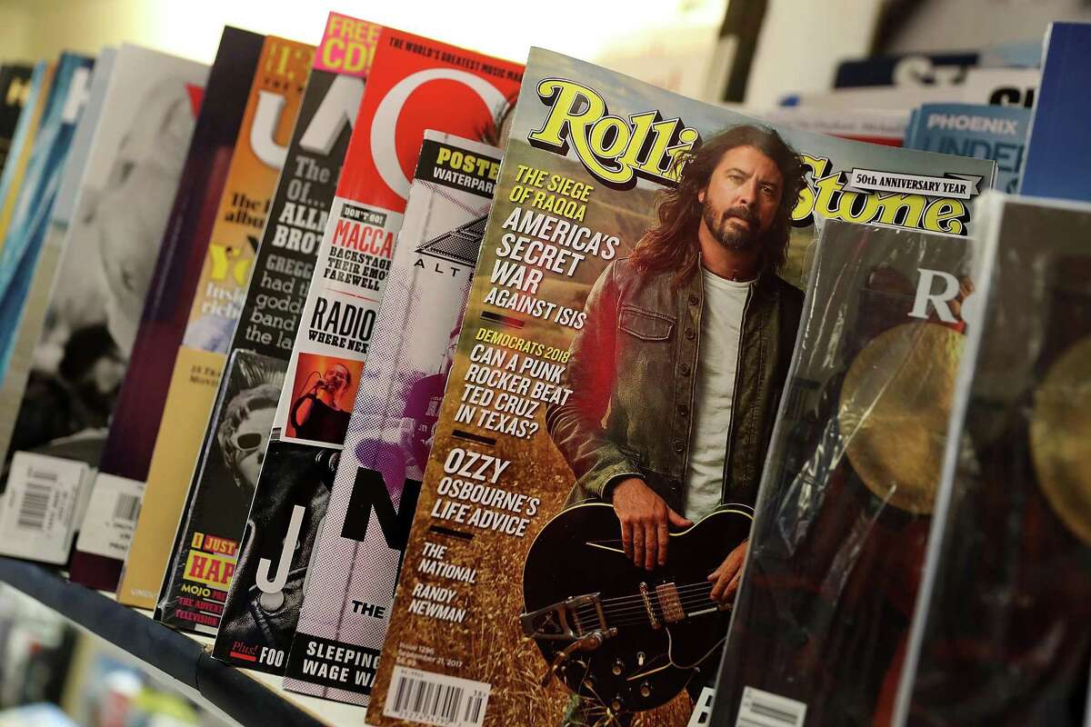 SAN FRANCISCO, CA - SEPTEMBER 18: A copy of Rolling Stone magazine is displayed on a shelf at Smoke Signals newsstand on September 18, 2017 in San Francisco, California. Wenner Media announced that it is selling its controlling stake in the iconic music magazine Rolling Stone one year after the the company sold a 49 percent stake of magazine to BandLab Technologies.