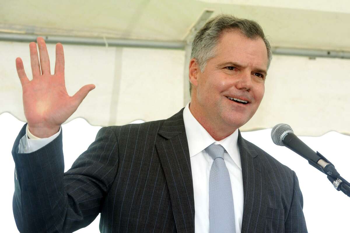 Jim Murren, Chairman and Chief Executive Officer of MGM Resorts International speaks at an event announcing MGM Bridgeport, a new waterfront casino and entertainment complex to be built in Bridgeport, Conn. Sept. 18, 2017.